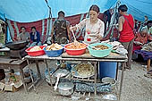 Kangra Valley - selling tibetan food on the streets of Mcleod Ganj